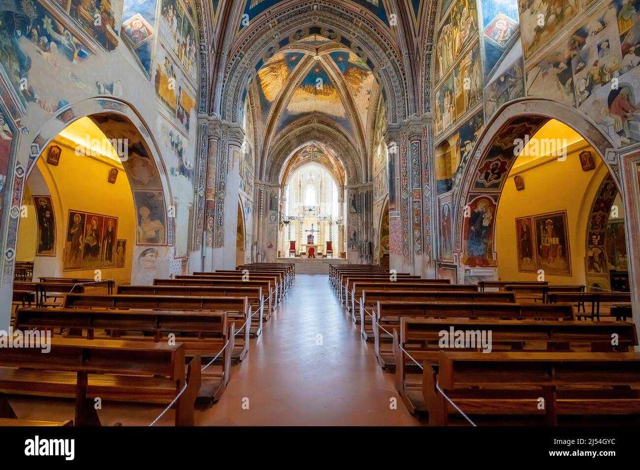 Basilica di Santa Caterina d'Alessandria in Galatina is a national monument in Romanesque and Gothic style. Puglia, Italy.  Interior is completely fre Stock Photo