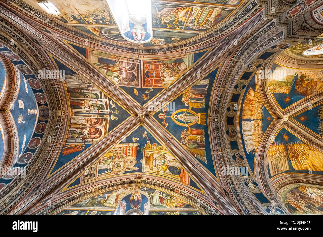 Basilica di Santa Caterina d'Alessandria in Galatina is a national monument in Romanesque and Gothic style. Puglia, Italy.  Interior is completely fre Stock Photo