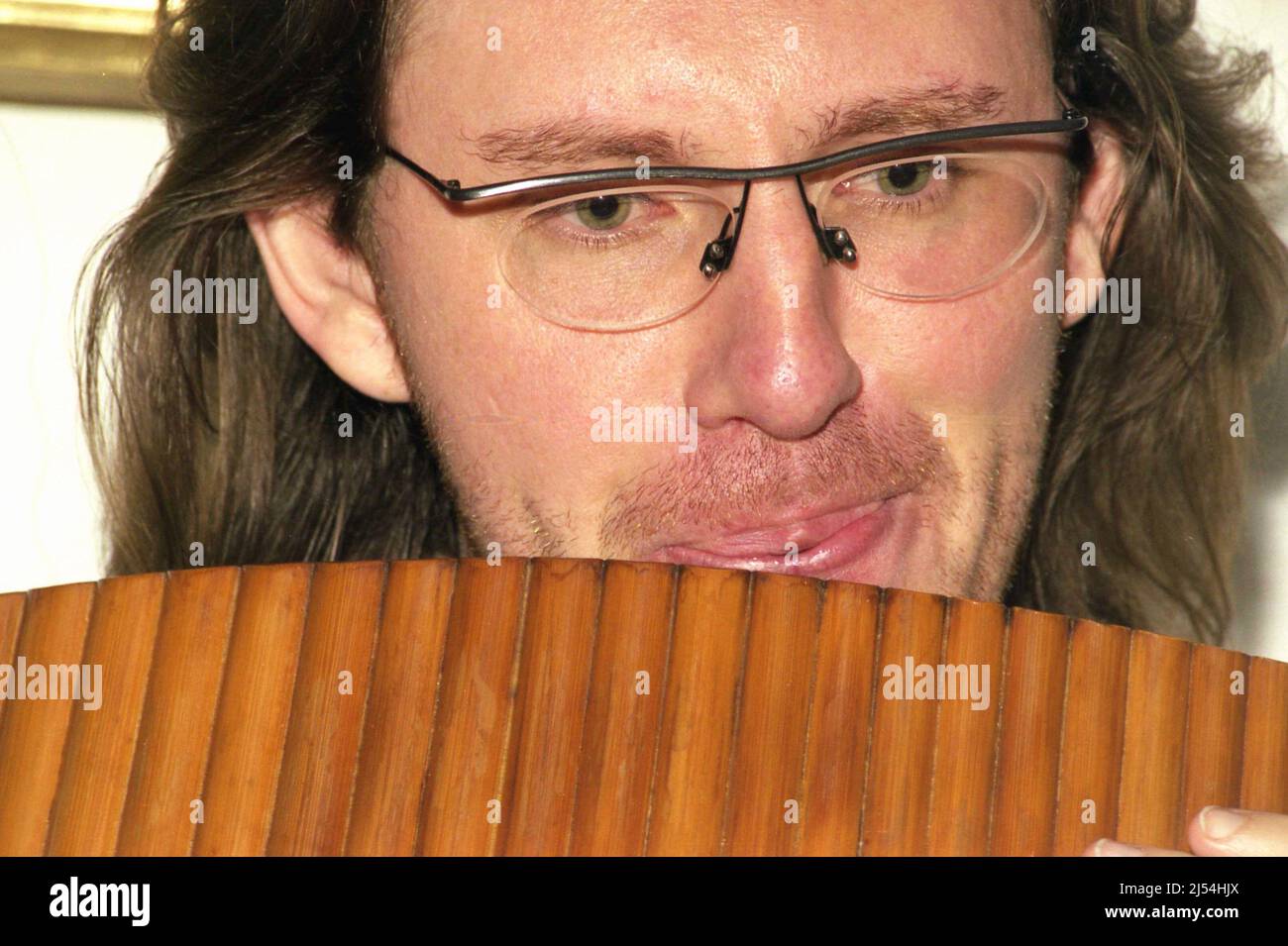 Romanian pan flute artist Nicolae Voiculet, approx. 2000 Stock Photo