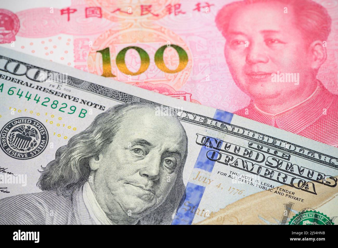 America dollar and Yuan banknote Stock Photo
