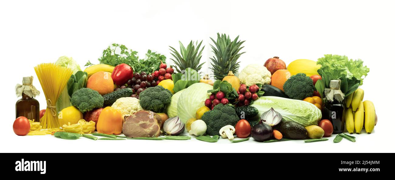 fresh-vegetables-and-fruits-on-a-white-background-wide-panoramic-set