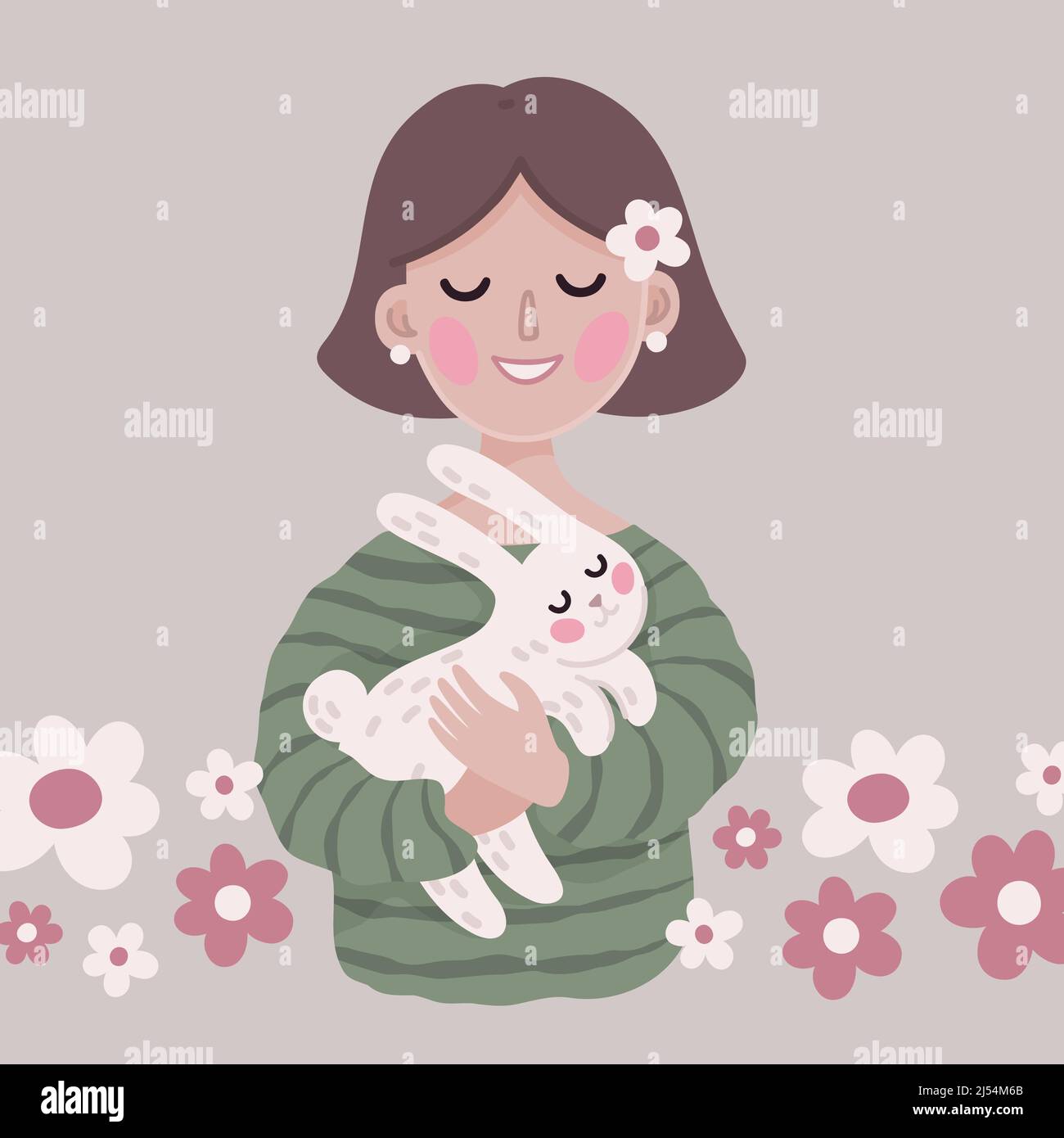 Girl and bunny Stock Vector