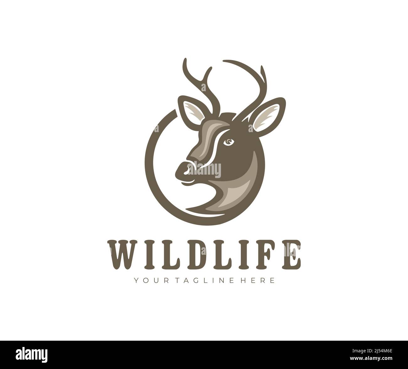 Deer with horns, deer head, animal and nature, logo design. Hunting, hunt, wildlife, vector design and illustration Stock Vector