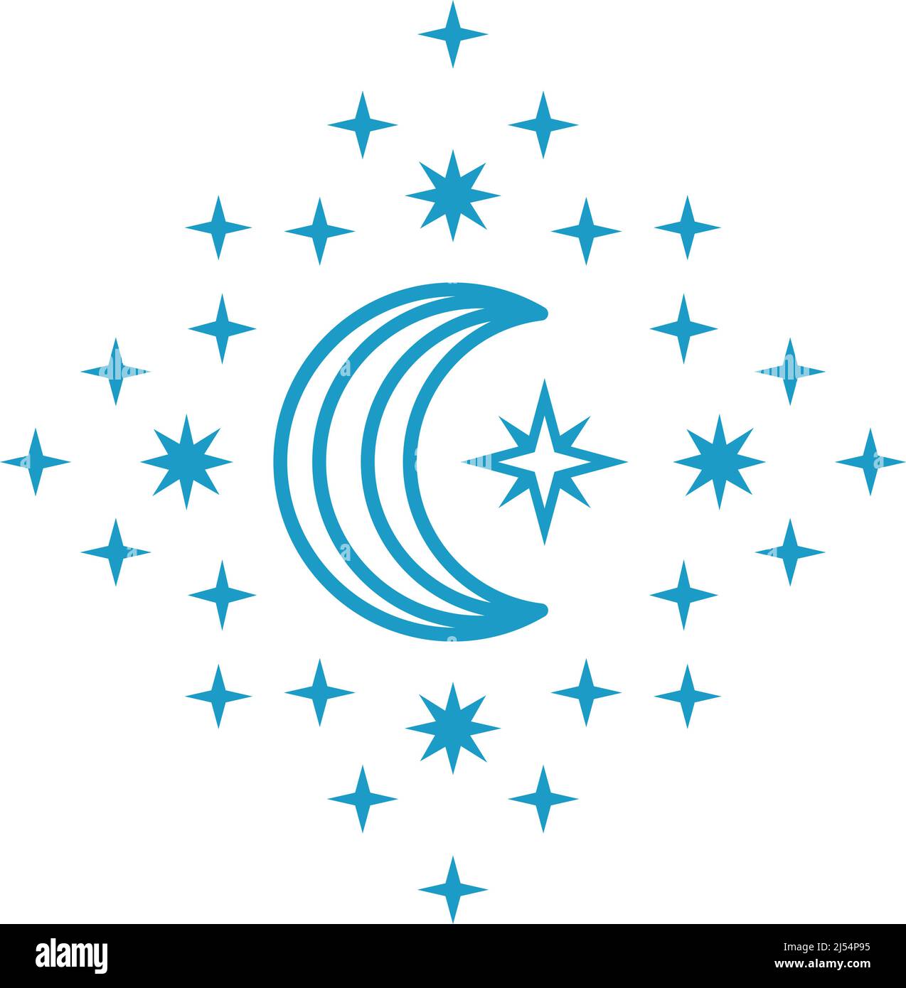 Mystic moon symbol. Crescent alchemy line icon Stock Vector