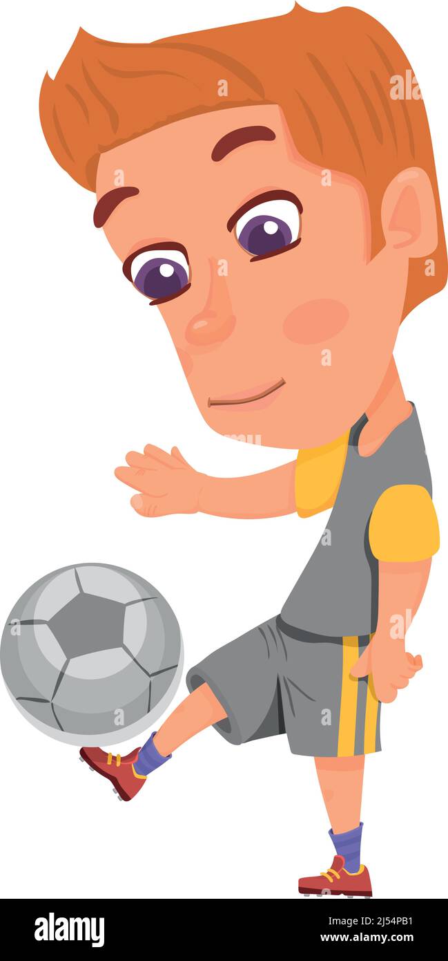 Boy Kicking Football Ball Kid Playing Socker Stock Vector Image Art Alamy