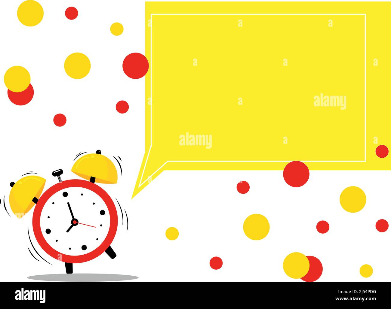 illustration of alarm clock near yellow speech bubble,stock image Stock Vector