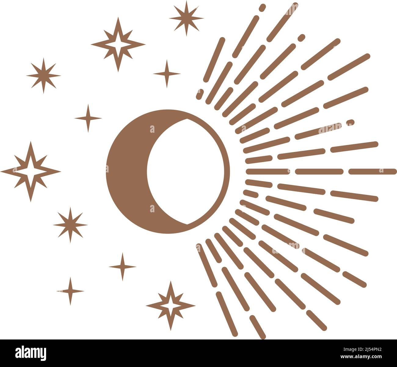 Moon phase occult symbol. Alchemy cosmic sign Stock Vector