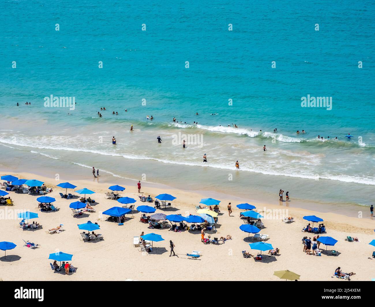Isla Verde  Beach on the Atlantic Ocean in the Metropolitan Area of San Juan in Carolina Puerto Rico, Stock Photo