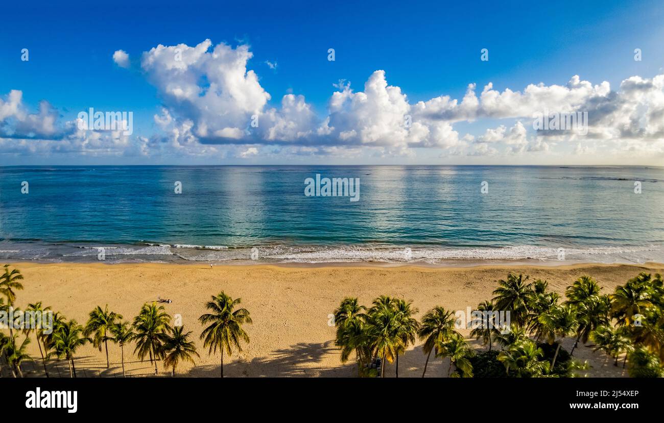 Isla Verde  Beach on the Atlantic Ocean in the Metropolitan Area of San Juan in Carolina Puerto Rico, Stock Photo