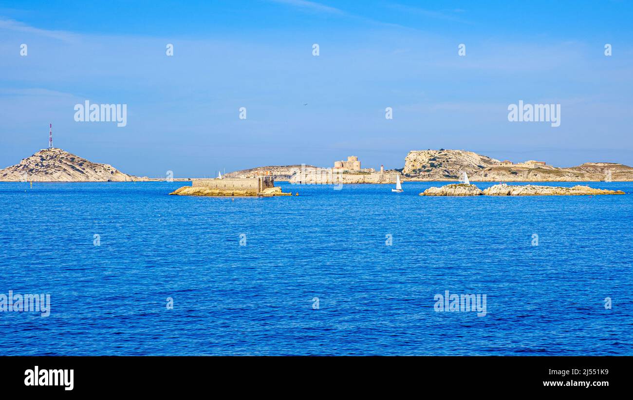 PANORAMA SUR L'ARCHIPEL DU FRIOUL,  MARSEILLE, PROVENCE, PACA, FRANCE 13 Stock Photo