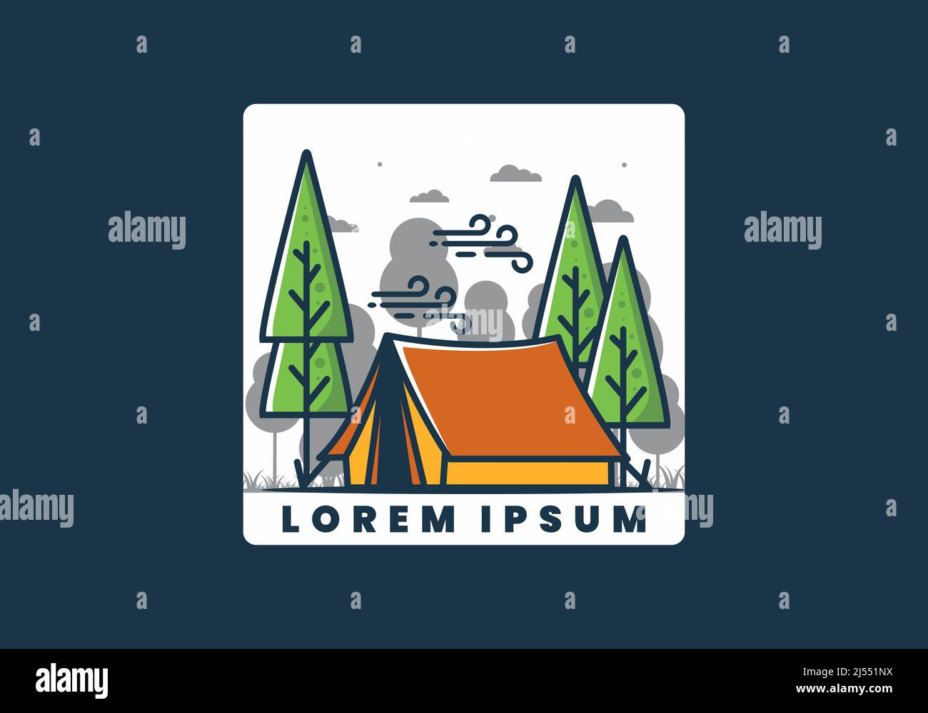 Big camping tent and pine trees illustration design Stock Vector Image ...