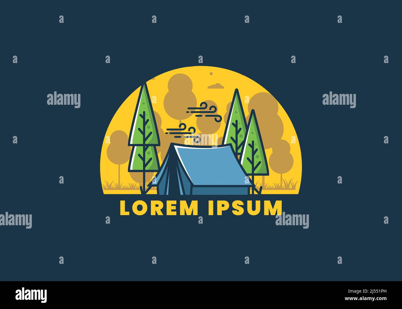 Big camping tent and pine trees illustration design Stock Vector Image ...