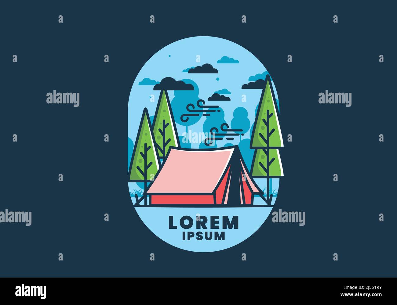 Big camping tent and pine trees illustration design Stock Vector Image ...