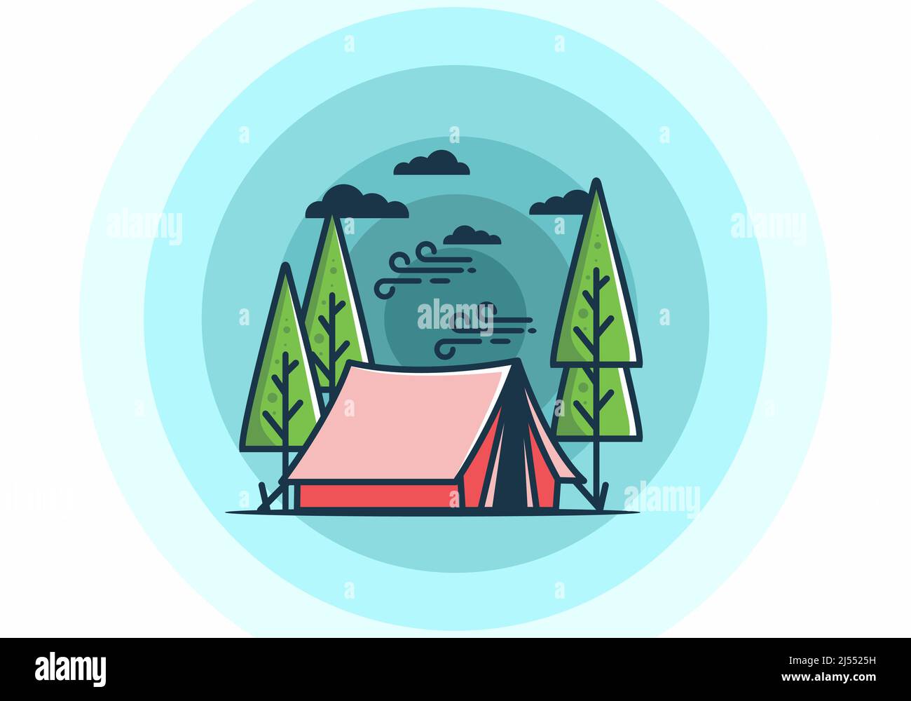 Big camping tent and pine trees illustration design Stock Vector Image ...