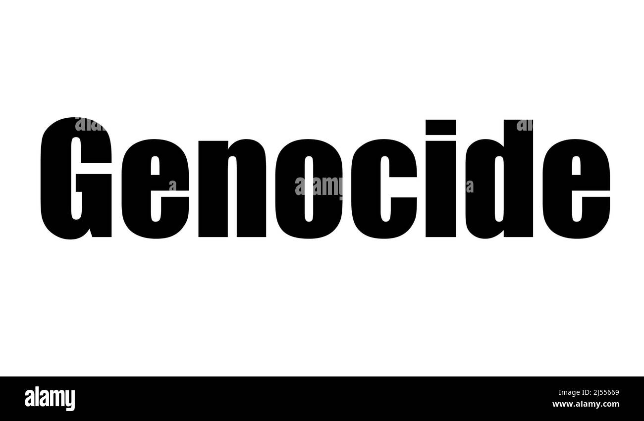 Genocide. Inscription means trouble and misfortune made black on white. Worldwide cataclysm in history and in our century. Death of innocent victims Stock Photo