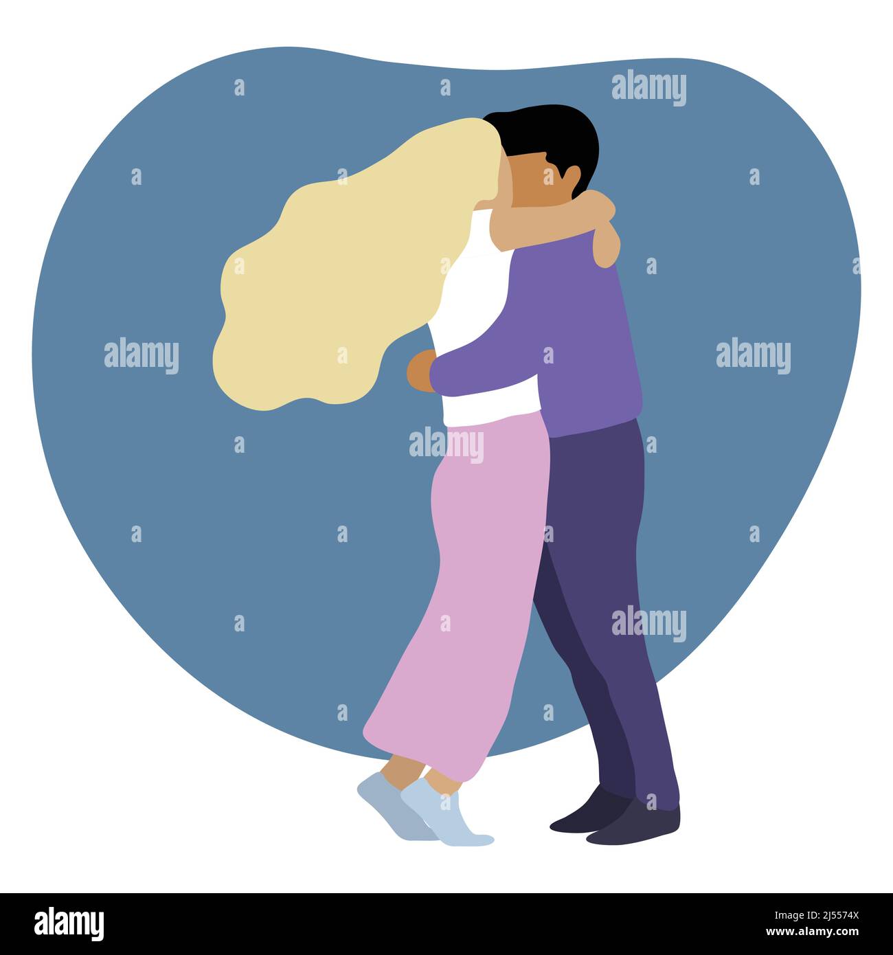 An illustration of a kissing couple. Vector Logo Stock Vector