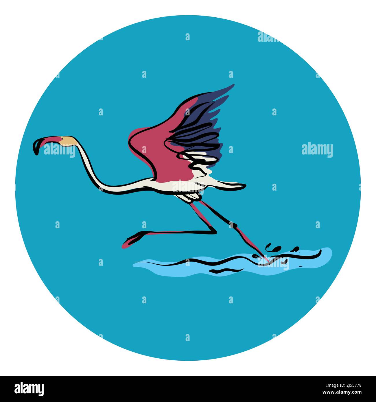 Running Flamingo bird vector illustration Stock Vector