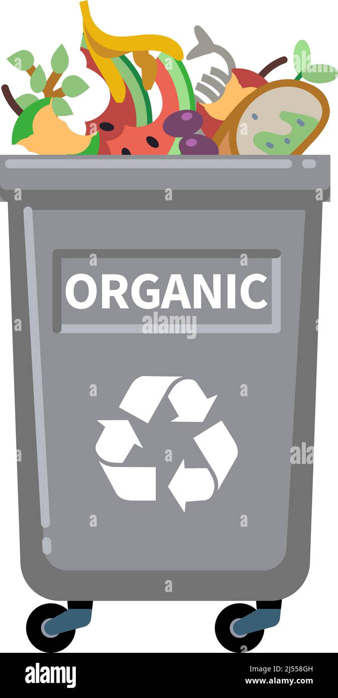 Organic waste garbage container. Compost recycling bin Stock Vector