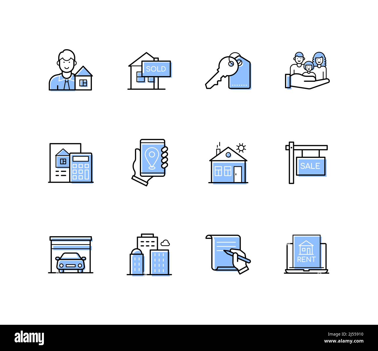Real estate - modern line design style icons set Stock Vector