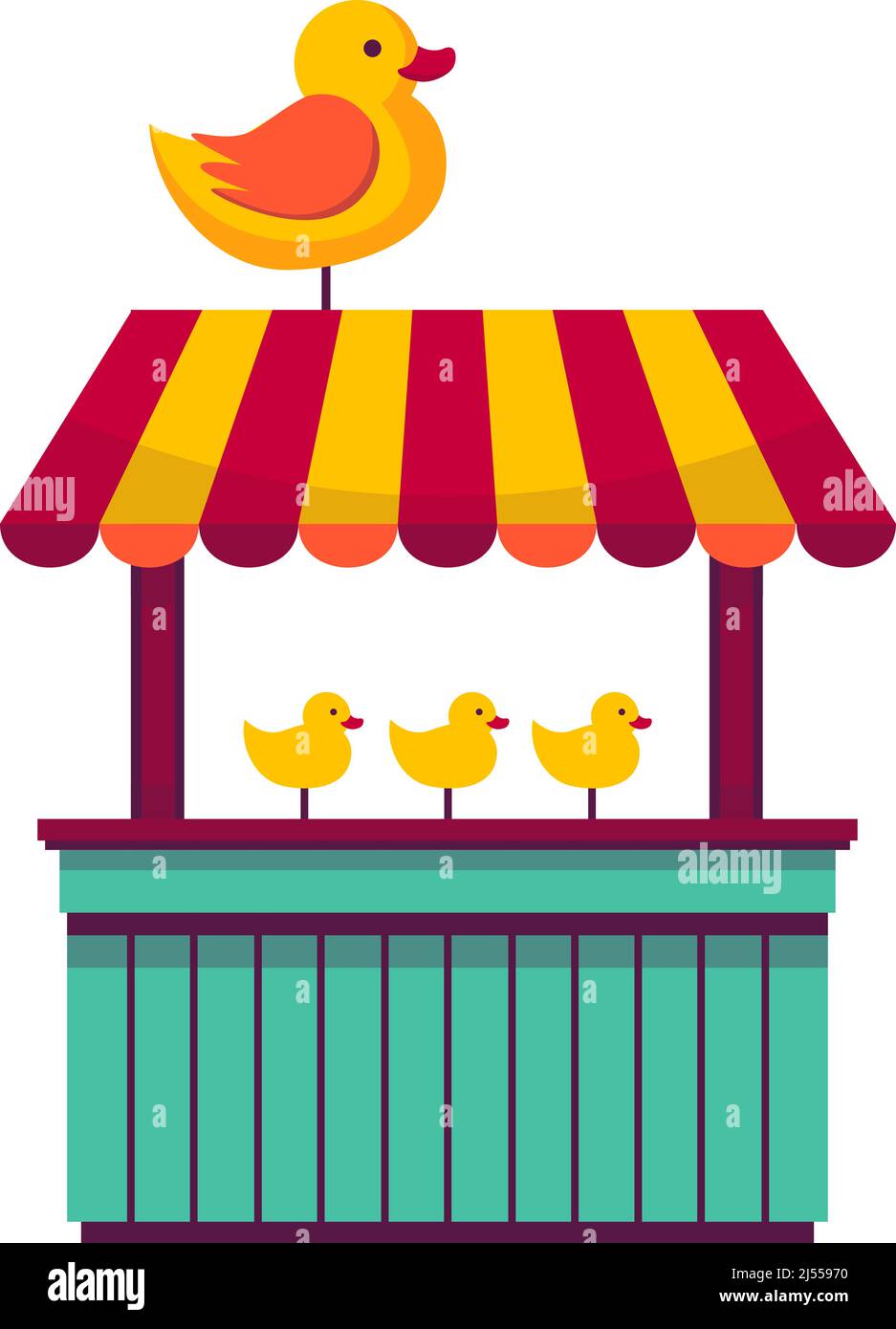 Shooting gallery. Carnival game stand with bird targets Stock Vector