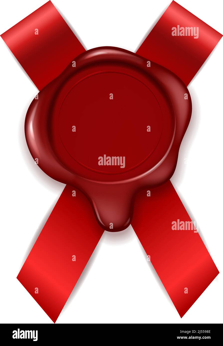 Red ribbon wax sealed. Realistic certificate decor Stock Vector Image & Art Alamy