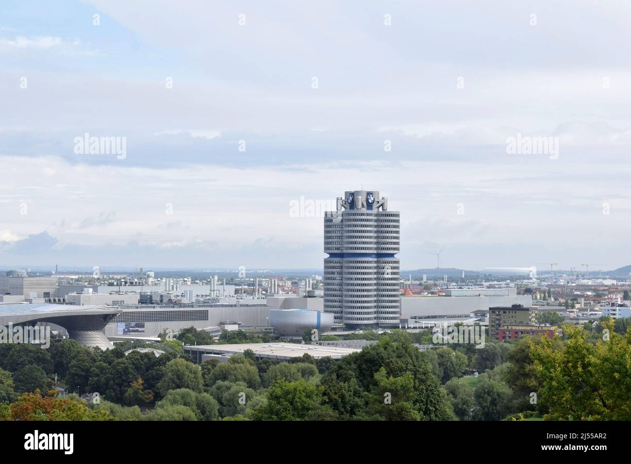 View of BMW Plant, BMW museum and BMW headquarters at Munich, Bavaria, Germany Stock Photo