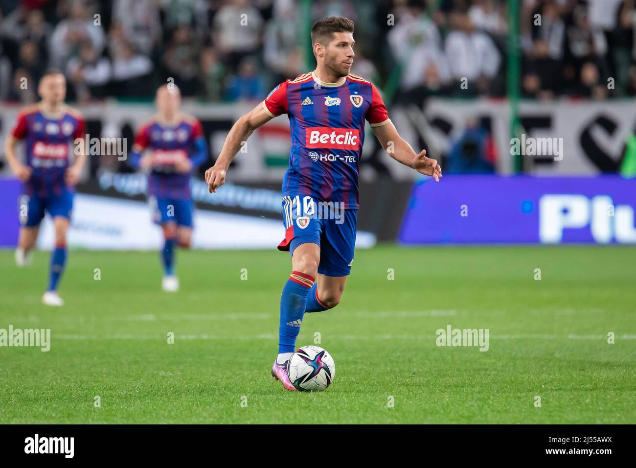 Warsaw, Poland. 18th Apr, 2022. Kristopher Vida of Piast in action during the Polish PKO Ekstraklasa League match between Legia Warszawa and Piast Gliwice at Marshal Jozef Pilsudski Legia Warsaw Municipal Stadium.Final score; Legia Warszawa 0:1 Piast Gliwice. Credit: SOPA Images Limited/Alamy Live News Stock Photo