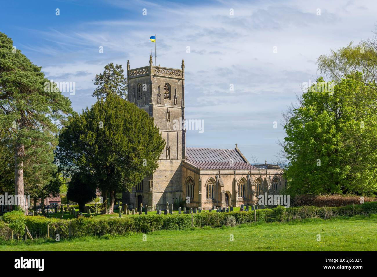 The Norman Church of St Michael the Archangel at Compton Martin in the Mendip Hills National Landscape, Somerset, England. Stock Photo