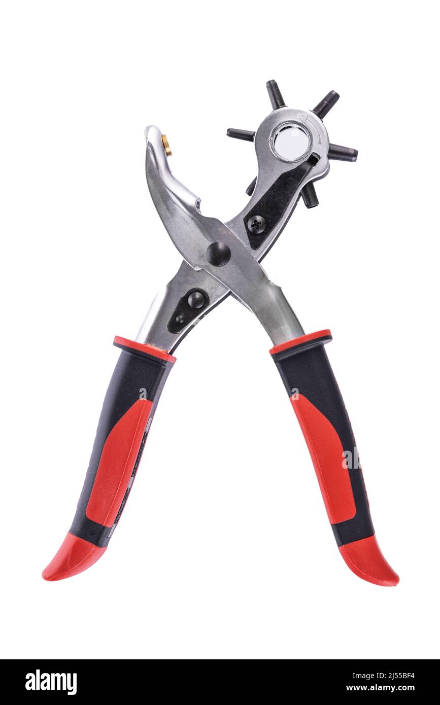 Pliers for perforating and drilling isolated on white background Stock Photo