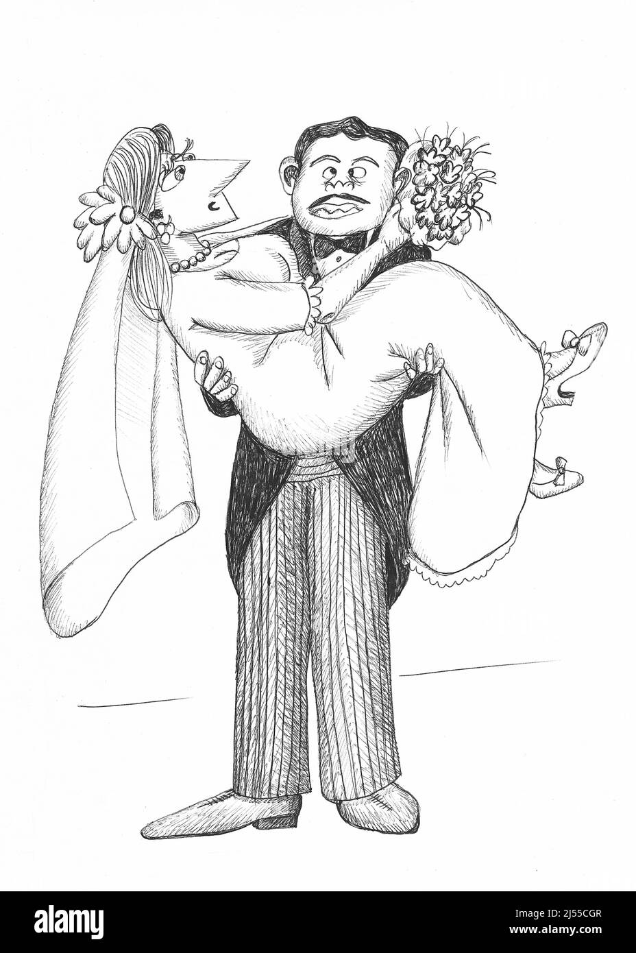 Bride and groom. Illustration. Stock Photo