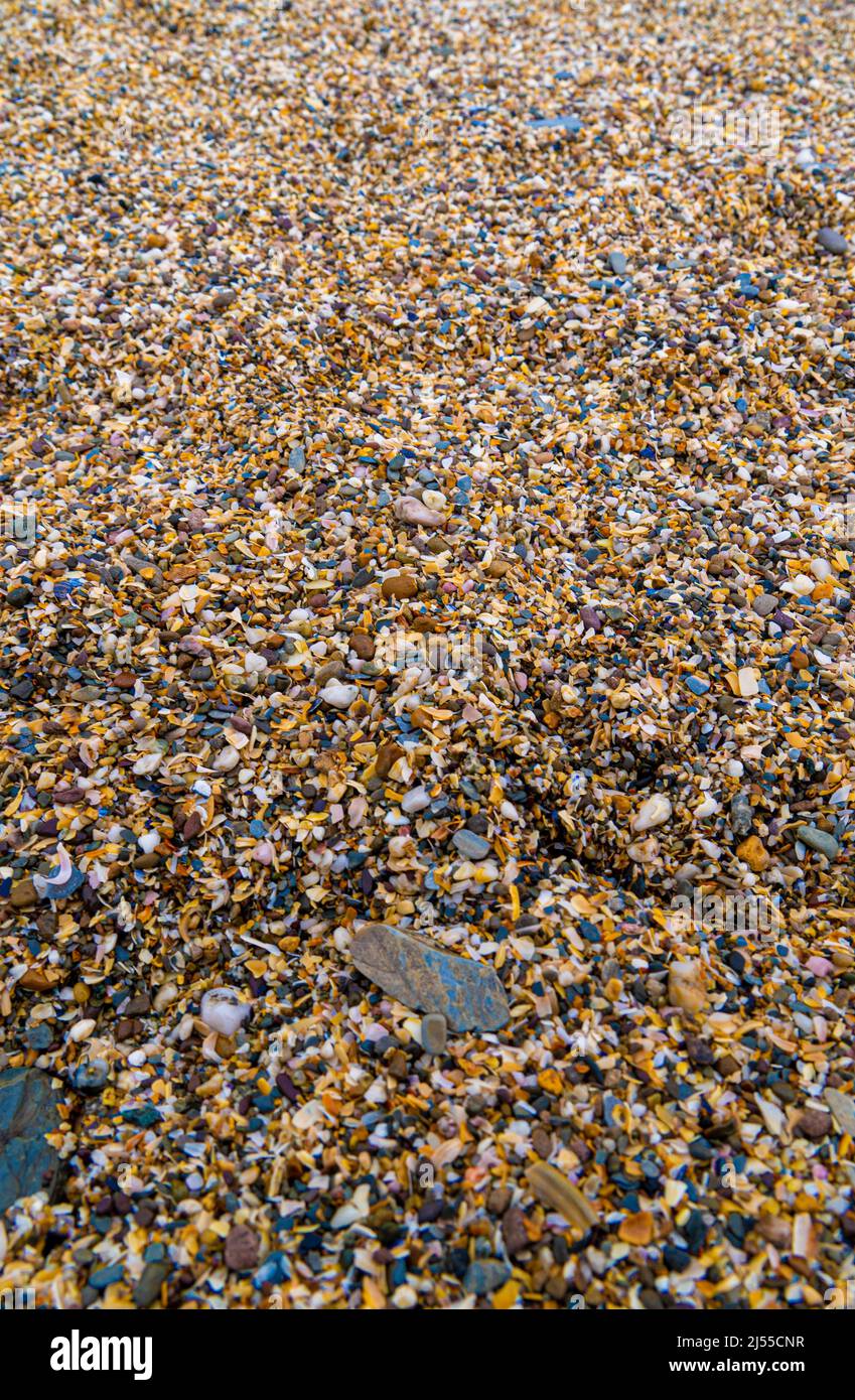 Pebble Slate Beach Gravel on beach texture Stock Photo
