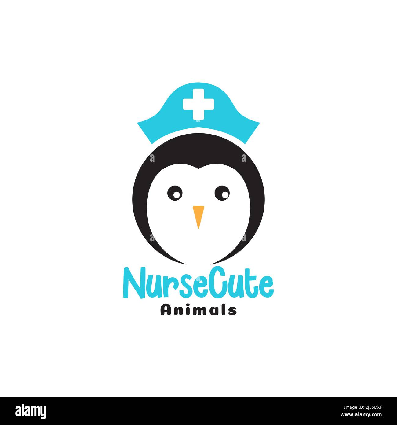 little penguin cute nurse logo design vector graphic symbol icon illustration creative idea Stock Vector