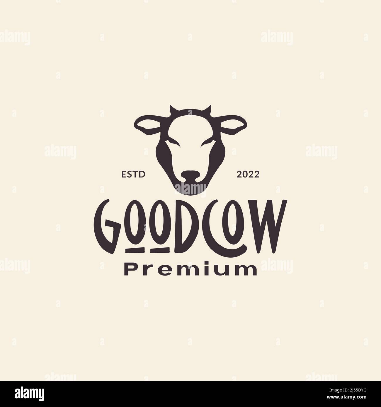 face head cows simple vintage logo design vector graphic symbol icon ...