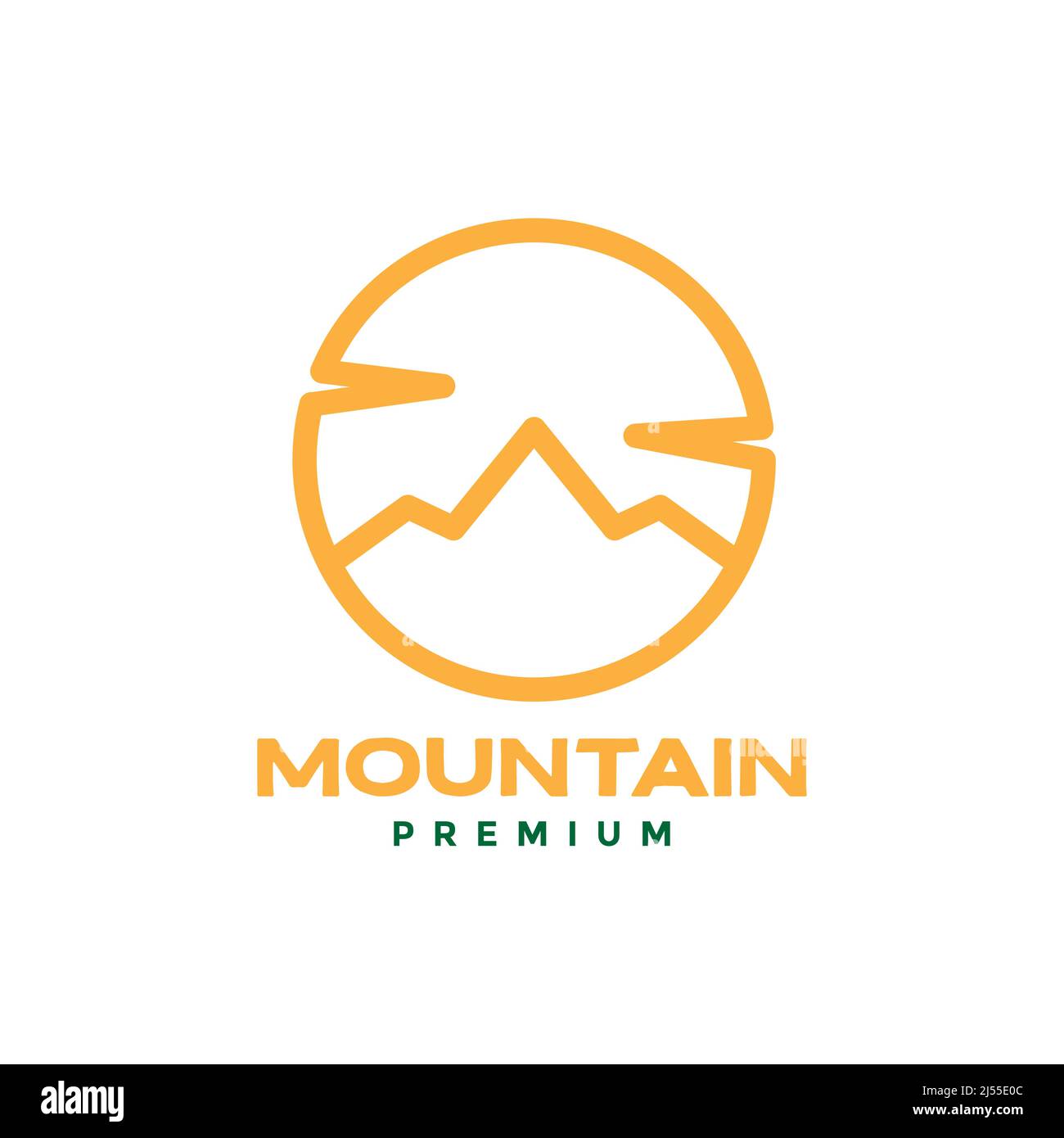 line colored circle with mountain simple logo design vector graphic ...