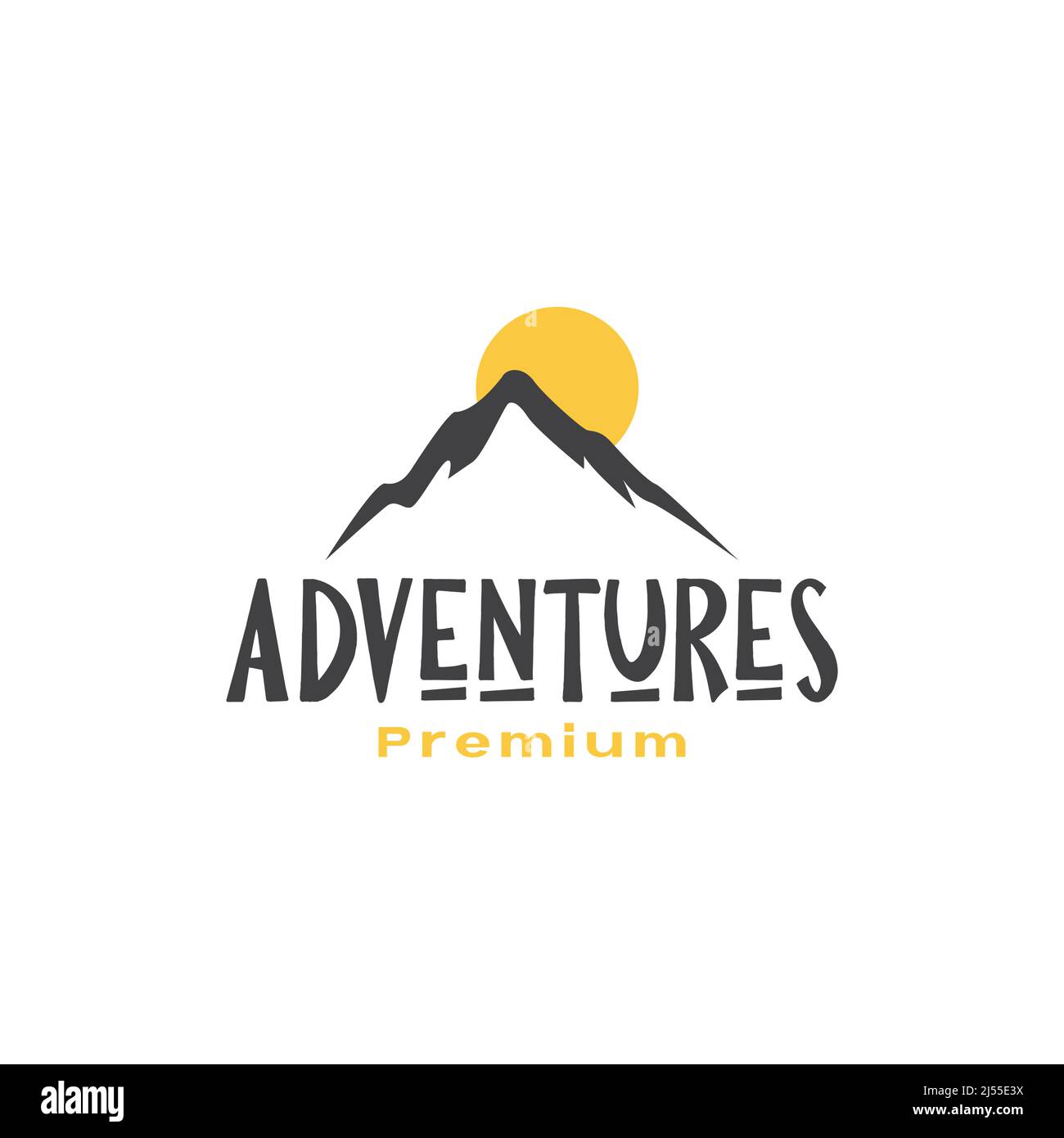 simple vintage mountain with sunset logo design vector graphic symbol ...