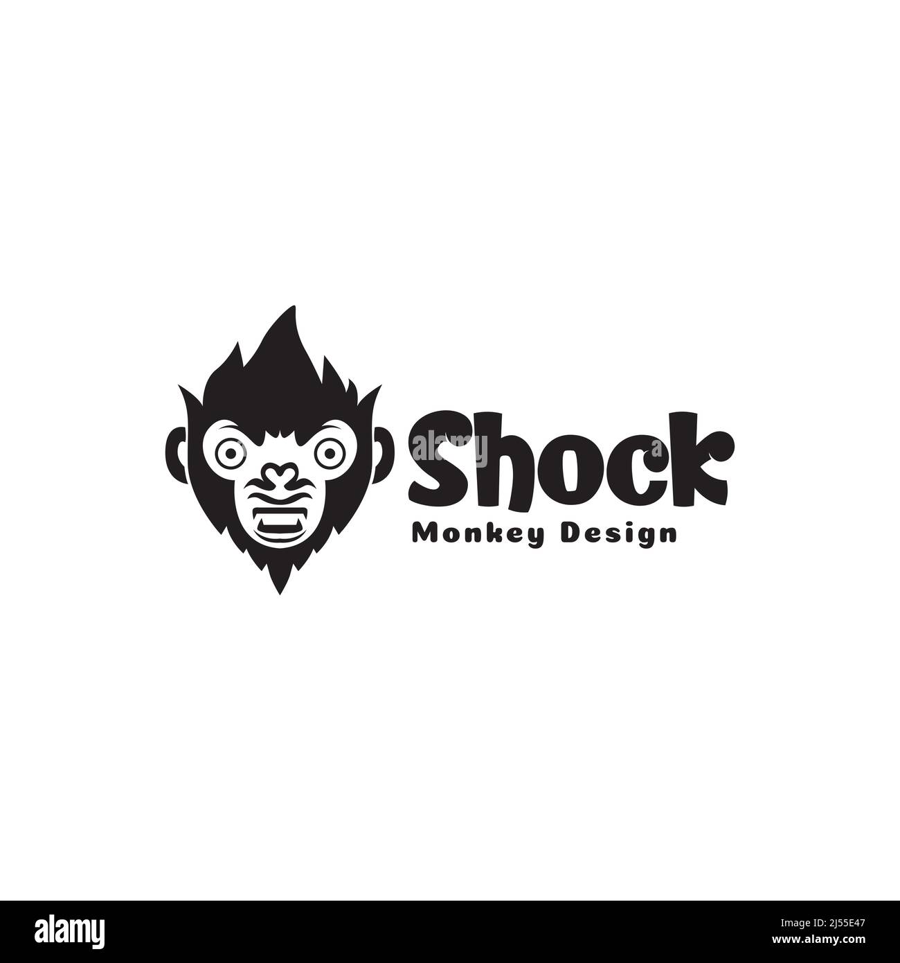 face cute monkey shocked logo design vector graphic symbol icon illustration creative idea Stock Vector