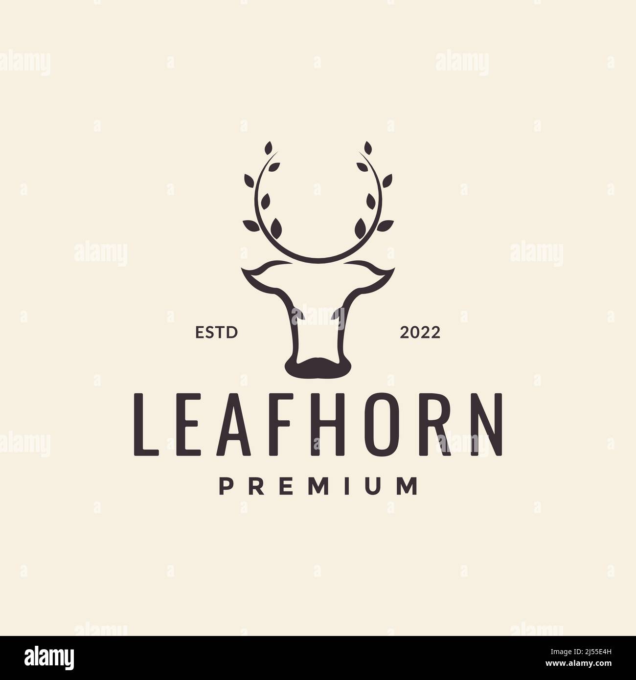 simple head cow with leaf horn logo design vector graphic symbol icon ...
