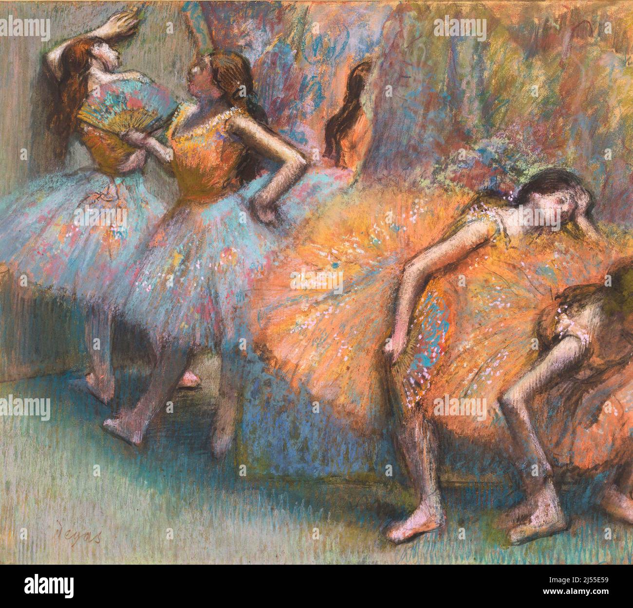 Degas. Painting entitled 'Ballet Dancers' by Edgar Degas (1834-1917), pastel on paper, 1888 Stock Photo