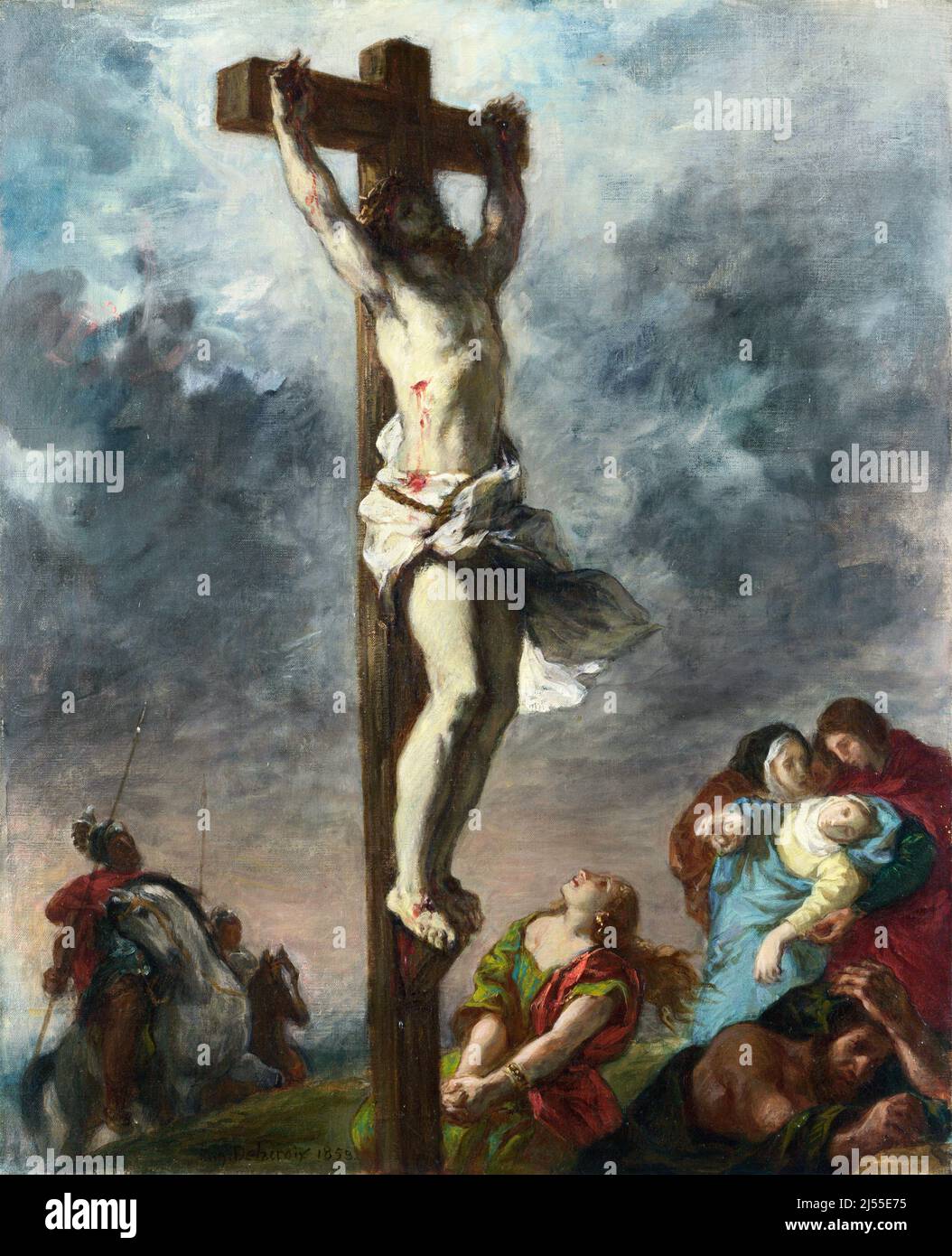 Christ on the Cross by Eugène Delacroix (1798-1863), oil on canvas, 1853 Stock Photo