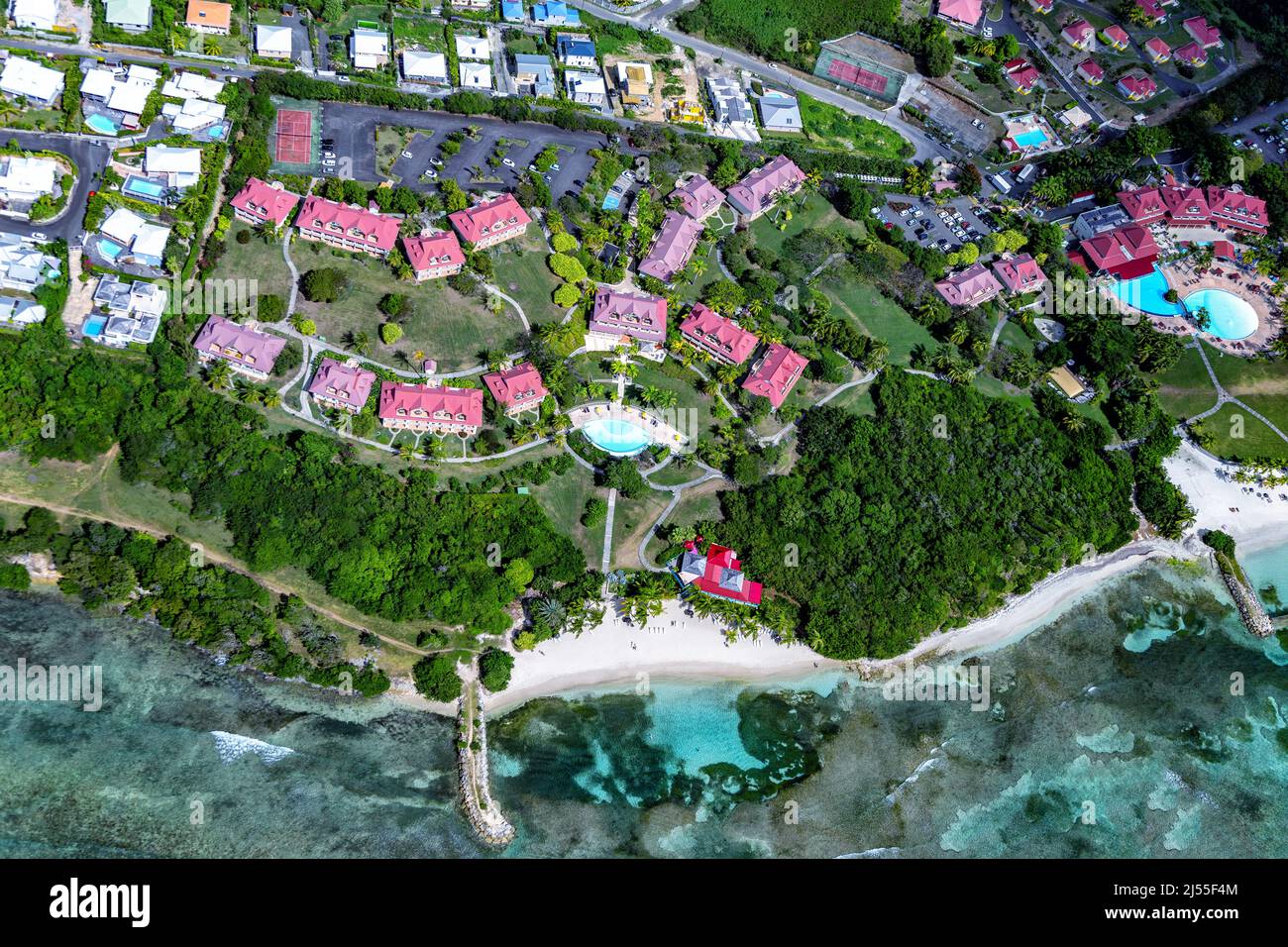 Aerial view of the south coast between SainteAnne and SaintFrancois, GrandeTerre, Guadeloupe
