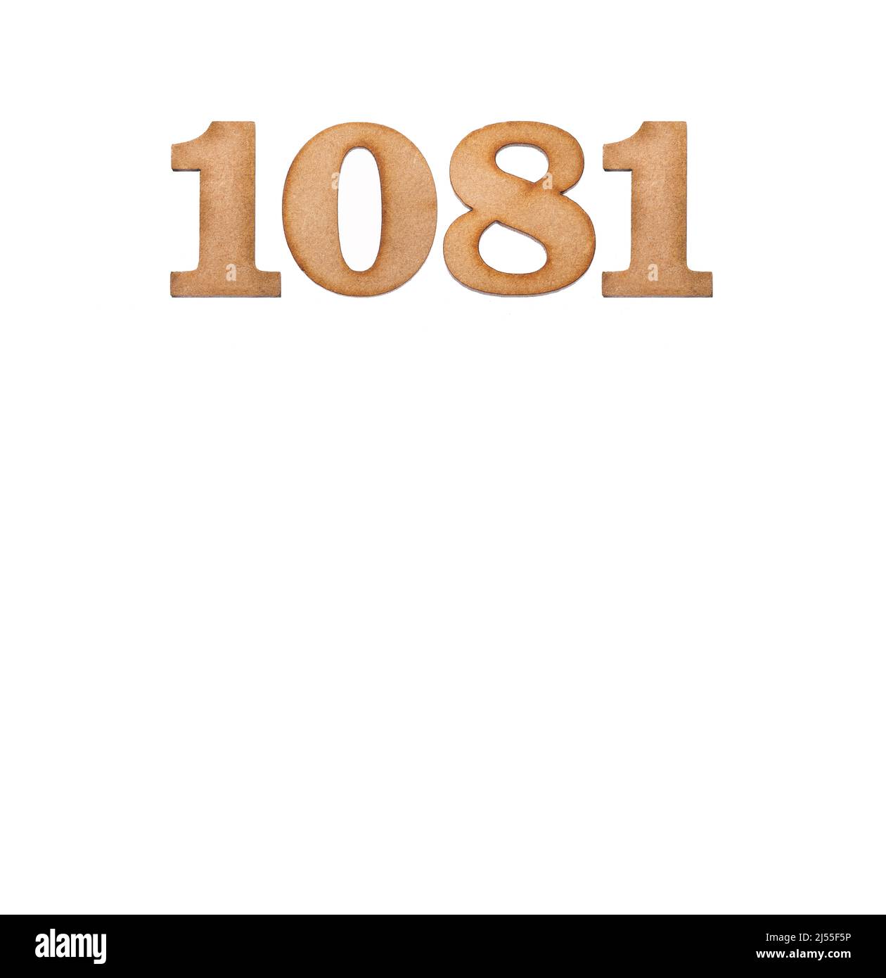 Number 1081 in wood, isolated on white background Stock Photo - Alamy