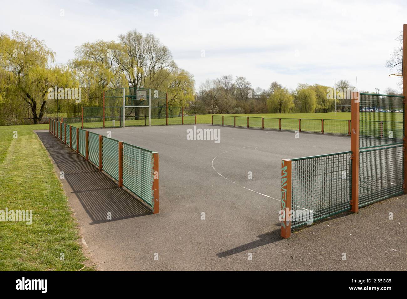 basketball court and football pitch at Lyme valley parkway Stock Photo