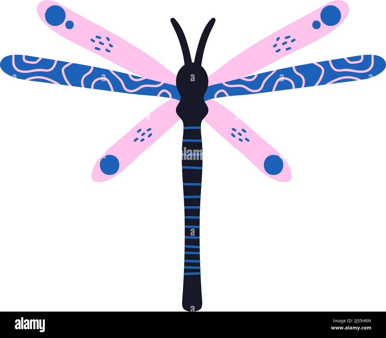 Dragonfly in ethnic tribal style. Decorative spirit insect Stock Vector