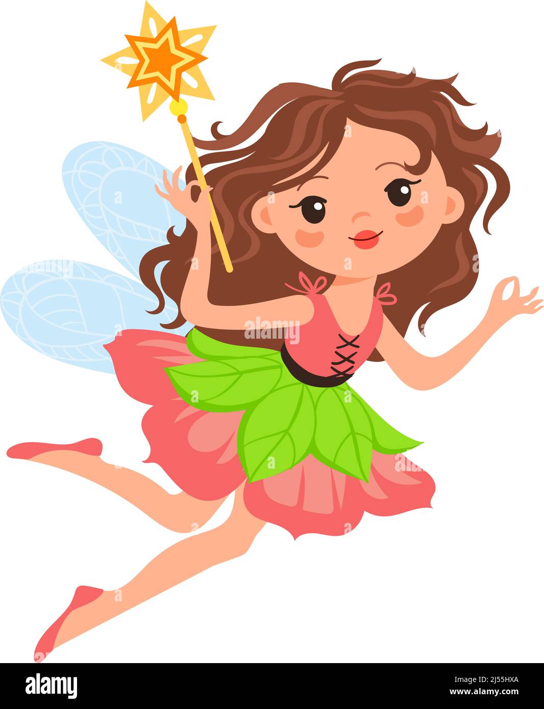 Magic girl from fairytale. Funny cartoon character Stock Vector Image & Art  - Alamy