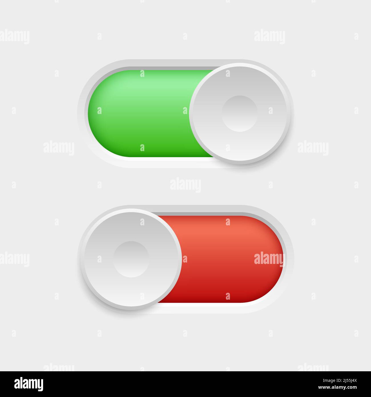 Realistic on and off button. 3D switches. Web interface design elements ...