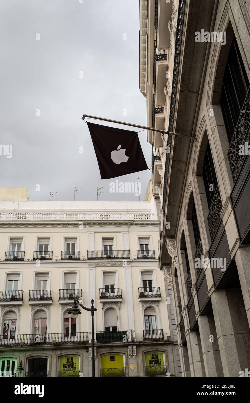 Exterior view of Apple Store in Madrid Puerta del Sol, Spain Stock Photo