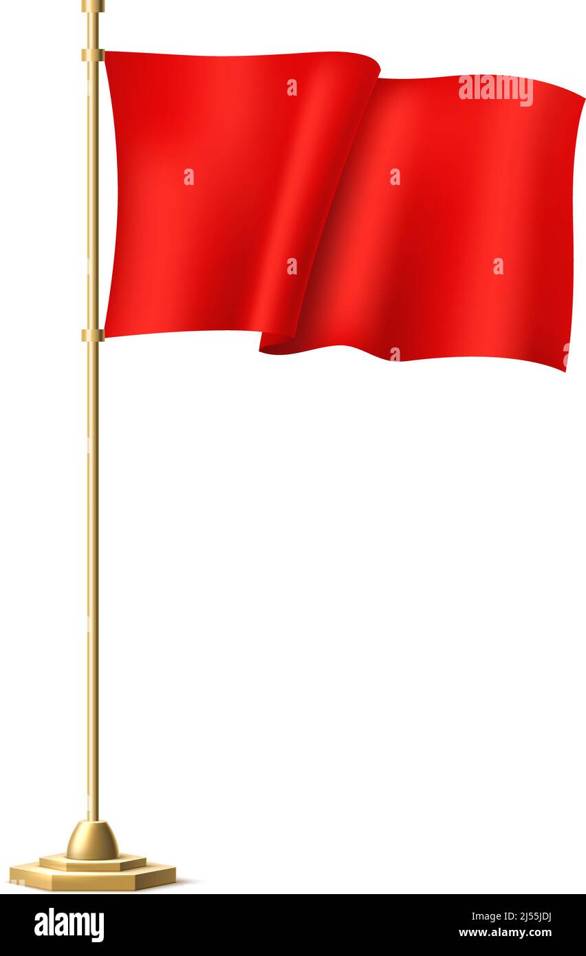 Red waving flag. Sport event banner. Realistic cloth Stock Vector Image