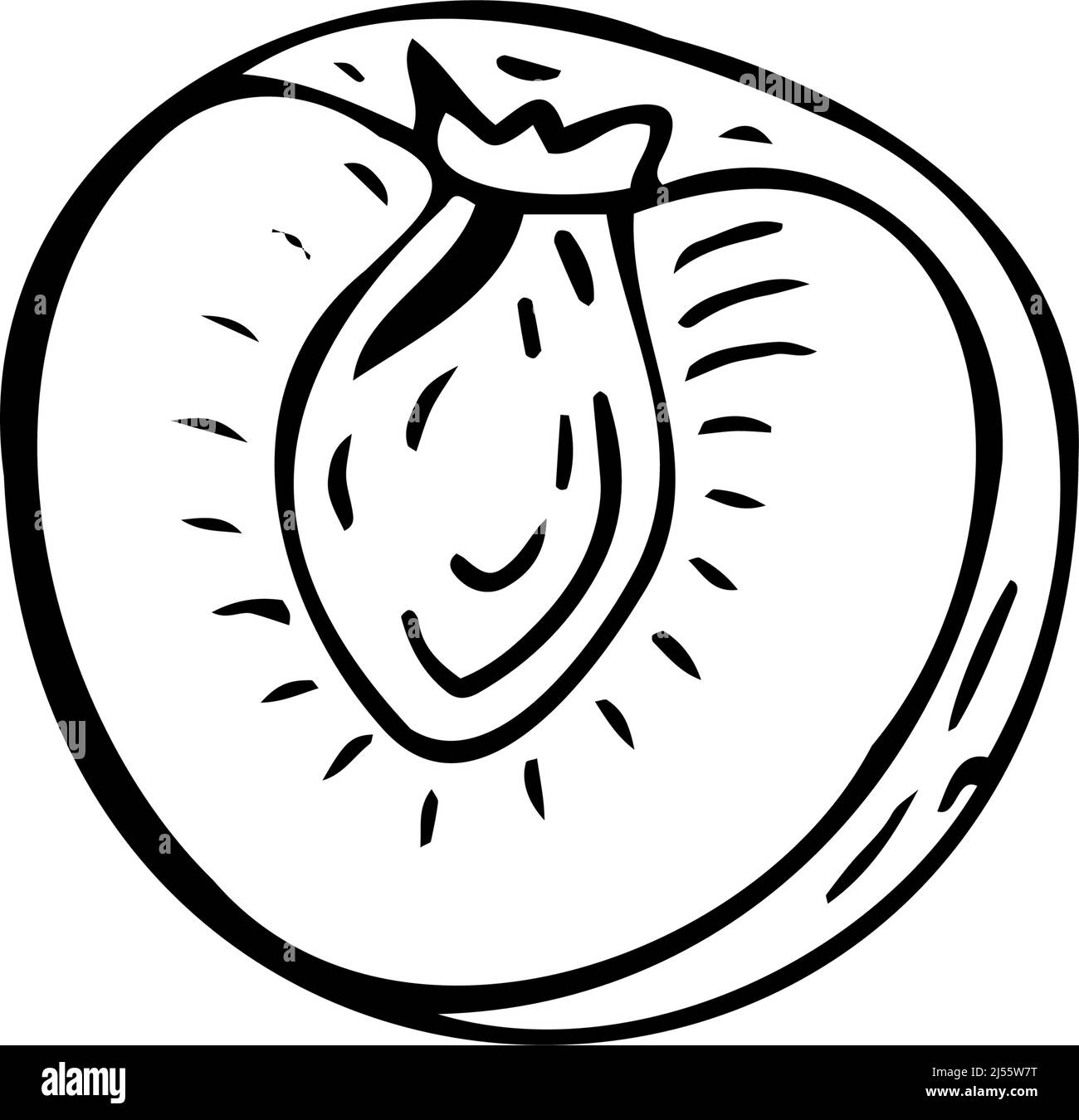 Peach thin black lines on a white background - Vector illustration Stock Vector