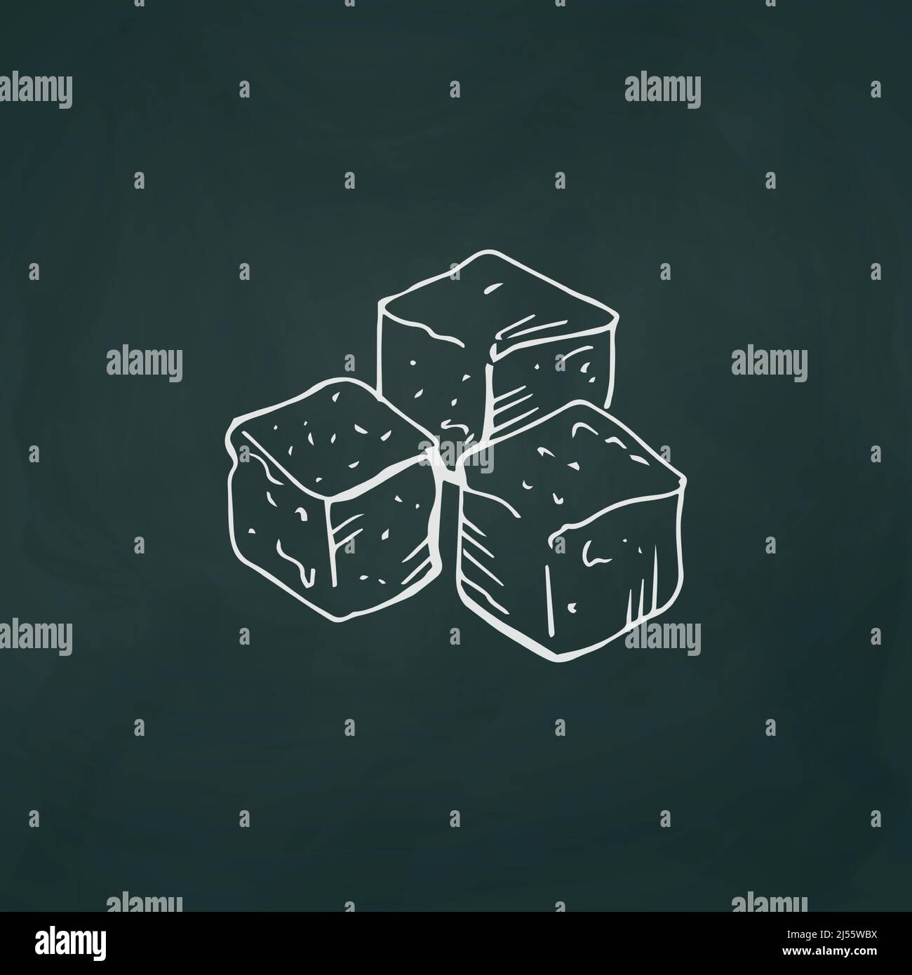 Refined sugar cubes thin white lines on a textural dark background - Vector illustration Stock Vector