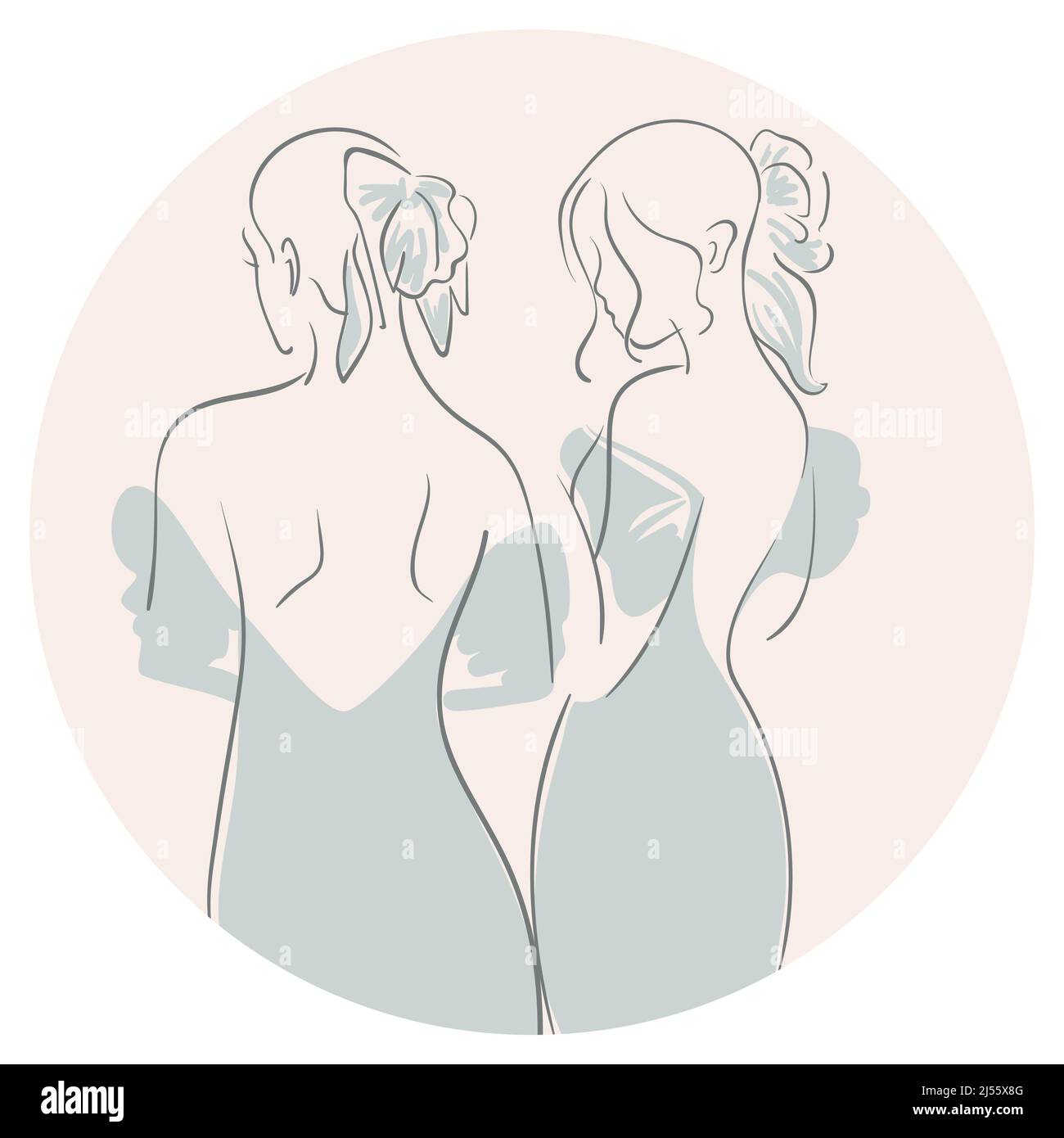 Woman Back Line Art